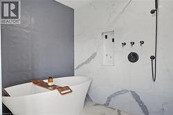 Victoria And Albert Lava Rock Tub In Ensuite Complete With Ceiling Mounted Filler - 