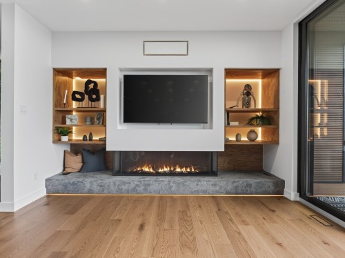 Salon - 31 Rue Susan, Morin-Heights, QC - Indoor Photo Showing Living Room With Fireplace