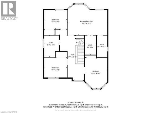 Second level floor plan. - 2560 Rugby Road, Mississauga, ON 