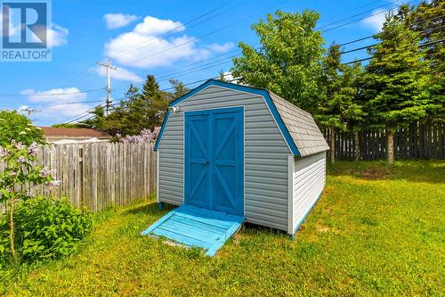 Fenced back yard with shed, patio and walkout basement door - 7 Penney Crescent, St John'S, NL 