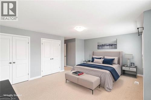 Virtually staged primary bedroom - 45 Seabreeze Crescent Unit# 22, Stoney Creek, ON 