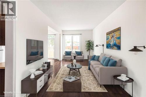 Virtually staged living room - 45 Seabreeze Crescent Unit# 22, Stoney Creek, ON 