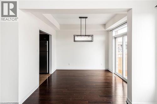 Dining room with sliding door to private back deck - 45 Seabreeze Crescent Unit# 22, Stoney Creek, ON 