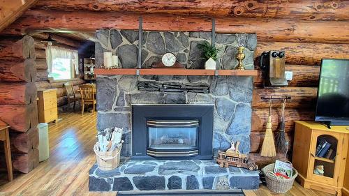 8793 Colony Road, Wardner, BC - Indoor Photo Showing Living Room With Fireplace