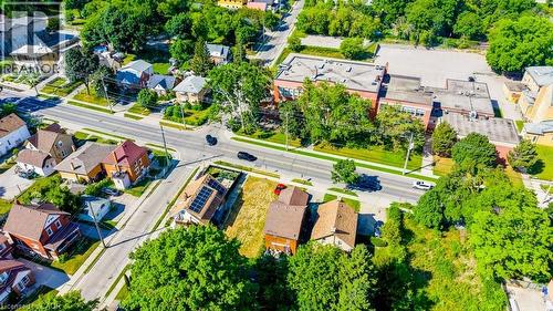 Aerial perspective showcasing a residential area with varied architectural styles - 153 Courtland Avenue E, Kitchener, ON 
