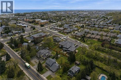 Expansive aerial perspective showcasing a residential neighborhood with varied architectural styles - 7 Bartlett Avenue, Grimsby, ON 