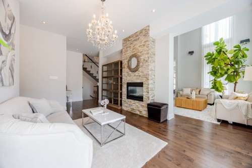 Salon - 4110 Rue De Louviers, Brossard, QC - Indoor Photo Showing Living Room With Fireplace