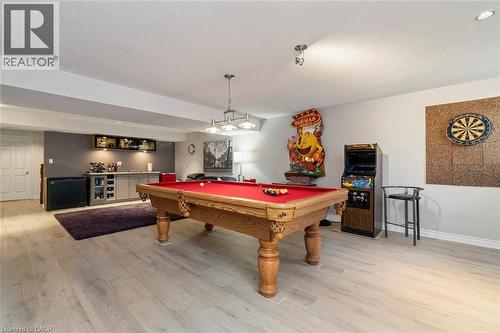 Lower level with recreation space and wet bar - 18 Stonegate Drive, Hamilton, ON 