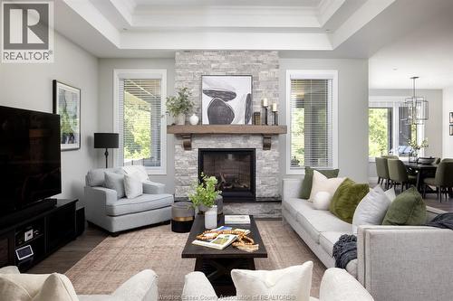 6005 Silver Maple Road, Lasalle, ON - Indoor Photo Showing Living Room With Fireplace