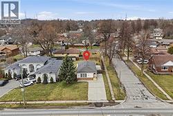Aerial perspective of suburban area - 