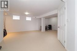 Spacious open-concept room with neutral carpeting and white painted walls - 