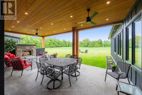 Covered Back Patio with Fireplace - 6089 First Line, Erin, ON 