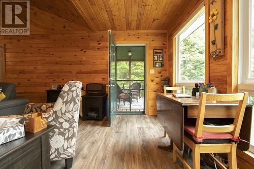 30A Stoney Point Rd, Batchawana Bay, ON - Indoor Photo Showing Dining Room With Fireplace