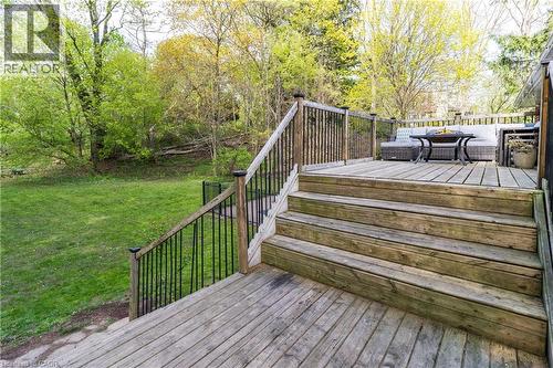 Beautiful Patio with mature trees and pool view - 3 Fallsview Road, Hamilton, ON - Outdoor With Deck Patio Veranda