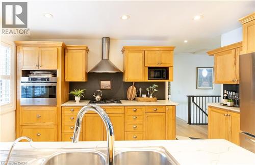 Modern Kitchen with cooktop and built in oven - 3 Fallsview Road, Hamilton, ON - Indoor Photo Showing Kitchen With Double Sink