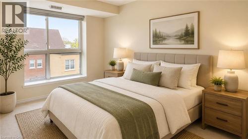 Virtually Staged - 20 St. George Street Unit# 404, Kitchener, ON - Indoor Photo Showing Bedroom