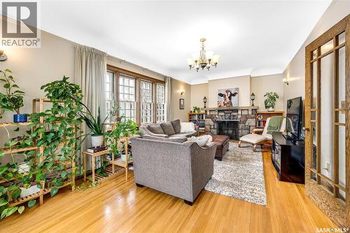 1325 Elliott Street, Saskatoon, SK - Indoor Photo Showing Living Room With Fireplace