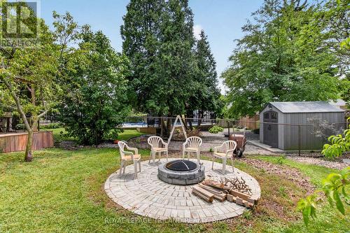 Stone Firepit - 46 Garden Walk, London South (South N), ON - Outdoor With Backyard