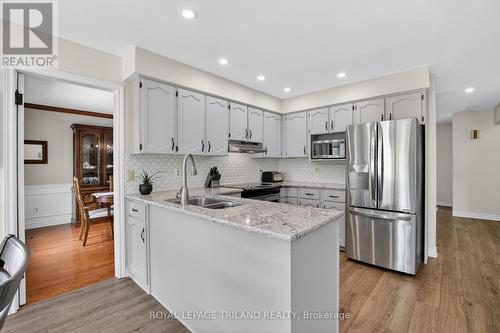 Kitchen Peninsula - 46 Garden Walk, London South (South N), ON - Indoor Photo Showing Kitchen With Double Sink With Upgraded Kitchen
