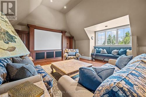 The Entertainment Loft Features a Theatre Setup - 10090 Pineview Trail, Milton, ON - Indoor Photo Showing Living Room