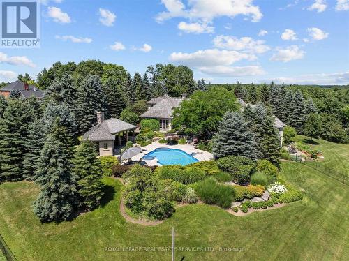 Resort-Inspired Grounds Showcase a Saltwater Pool - 10090 Pineview Trail, Milton, ON - Outdoor With In Ground Pool With View