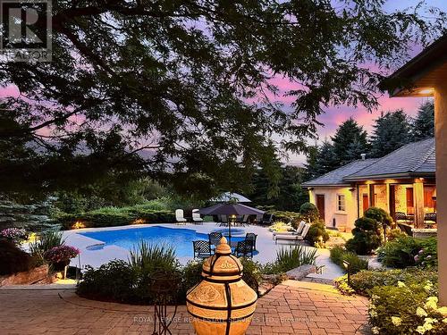 Stonegate Manor Exemplifies Timeless Architecture - 10090 Pineview Trail, Milton, ON - Outdoor With In Ground Pool With Deck Patio Veranda