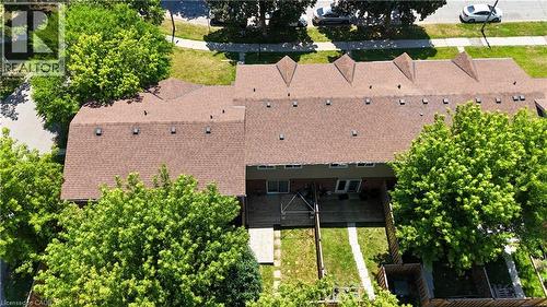 Aerial perspective highlighting a multi-unit property with private outdoor spaces - 136 Jansen Avenue, Kitchener, ON - Outdoor