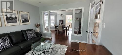 bow window dining room leads to kitchen - 22 Ashbury Crescent, Caledon, ON - Indoor Photo Showing Living Room