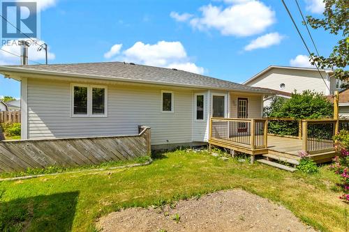 Private backyard with deck, mature trees, room for a vegetable garden, berries and room to enjoy. - 21 Westbrook Landing, Mount Pearl, NL - Outdoor With Deck Patio Veranda