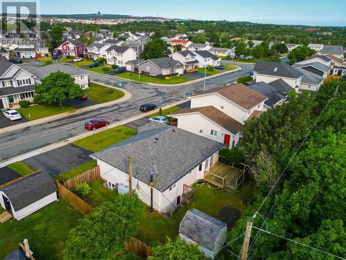 Alternate rear aerial highlighting the private backyard and deck. - 21 Westbrook Landing, Mount Pearl, NL - Outdoor With View