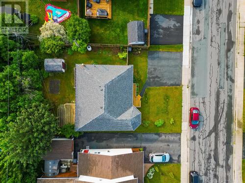 Straight-down aerial view illustrating the home's footprint, driveway, and backyard. - 21 Westbrook Landing, Mount Pearl, NL - Outdoor