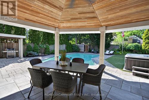 Covered rear patio - 4461 Tremineer Avenue, Burlington, ON - Outdoor With In Ground Pool With Deck Patio Veranda With Exterior