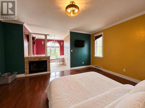 9 Davis Drive, Mount Moriah, NL - Indoor Photo Showing Bedroom With Fireplace