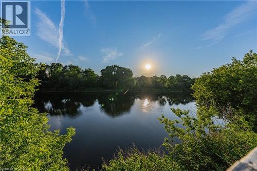 Expansive water feature with lush green foliage surrounding the perimeter - 155 Water Street S Unit# 203, Cambridge, ON - Outdoor With Body Of Water With View