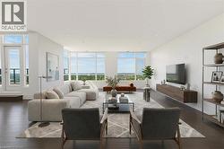 Virtually staged. Living room, open concept. - 