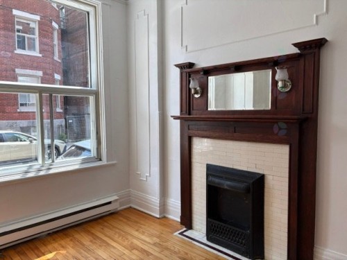 Living Room - 1-387 Rue Édouard-Charles, Montréal (Le Plateau-Mont-Royal), QC - Indoor With Fireplace