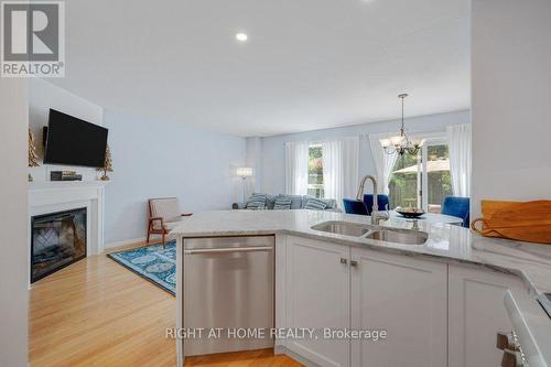 64 Foxborough Drive, Hamilton, ON - Indoor Photo Showing Kitchen With Fireplace With Double Sink