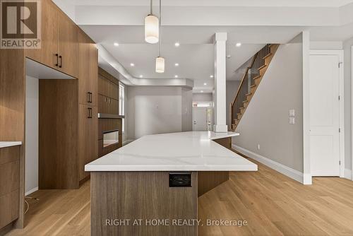 Large Island with quartz countertops - 279 Hess Street S, Hamilton, ON 