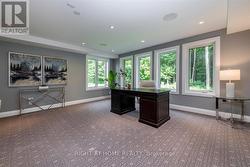 Media room set up with work space - 