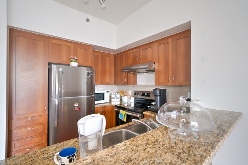 Kitchen - 1007-651 Rue De La Montagne, Montréal (Ville-Marie), QC - Indoor Photo Showing Kitchen With Double Sink