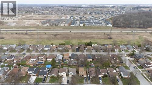 Aerial perspective of a residential neighborhood with a variety of single-family homes and mature trees - 60 Lysanda Avenue, London, ON - Outdoor With View