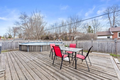 Courtyard - 237 Av. Vinet, Dorval, QC - Outdoor With Above Ground Pool With Deck Patio Veranda