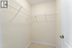 Walk-in closet featuring wire shelving, neutral wall color, and carpet flooring - 