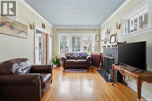 3625 Victoria Avenue, Regina, SK - Indoor Photo Showing Living Room With Fireplace
