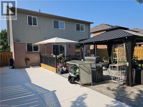 Back of house featuring a gazebo and a large patio area. - 20 Bird Court, Cambridge, ON - Outdoor With Deck Patio Veranda With Exterior