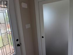 Frosted door at top of steps - 