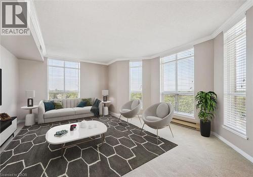 Staged Family Room Photo - 1414 E King Street E Unit# 808, Kitchener, ON - Indoor Photo Showing Living Room