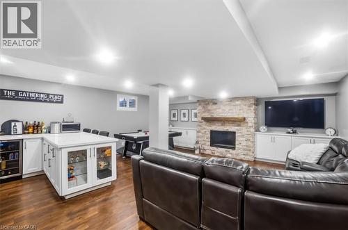 6063 Fausta Boulevard, Niagara Falls, ON - Indoor Photo Showing Basement With Fireplace