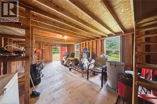 Unfinished interior space featuring exposed wood framing and a wood-finish floor - 1598 Highway No 6, Hamilton, ON - Indoor Photo Showing Other Room