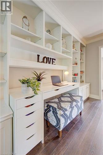 Built-in desk area with integrated shelving and storage cabinetry - 41 Mcniven Road, Ancaster, ON - Indoor